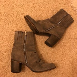 Jeffrey Campbell Ruched Gray Suede Booties